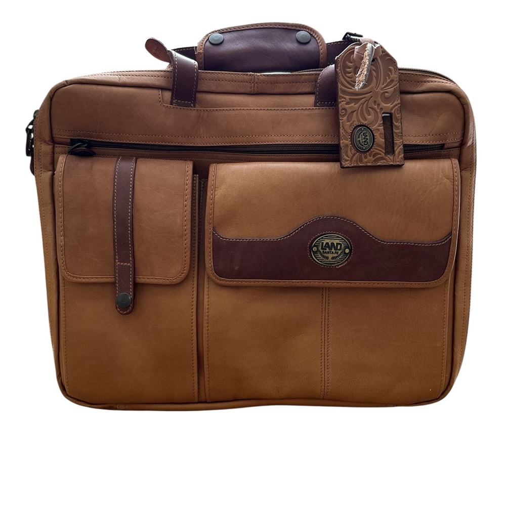 Land Santa Fe Travel Bag Tan Leather Retro Roll Luggage Laptop Business Vintage